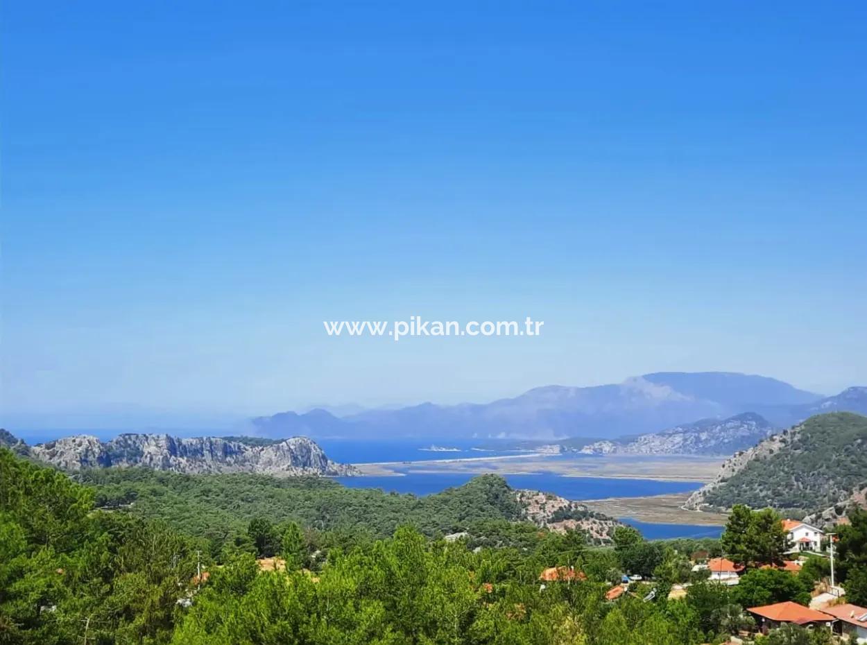 Dalyan Gökbelde Lake And Sea View Detached Title Deed For Sale 82 M2 Land For Sale