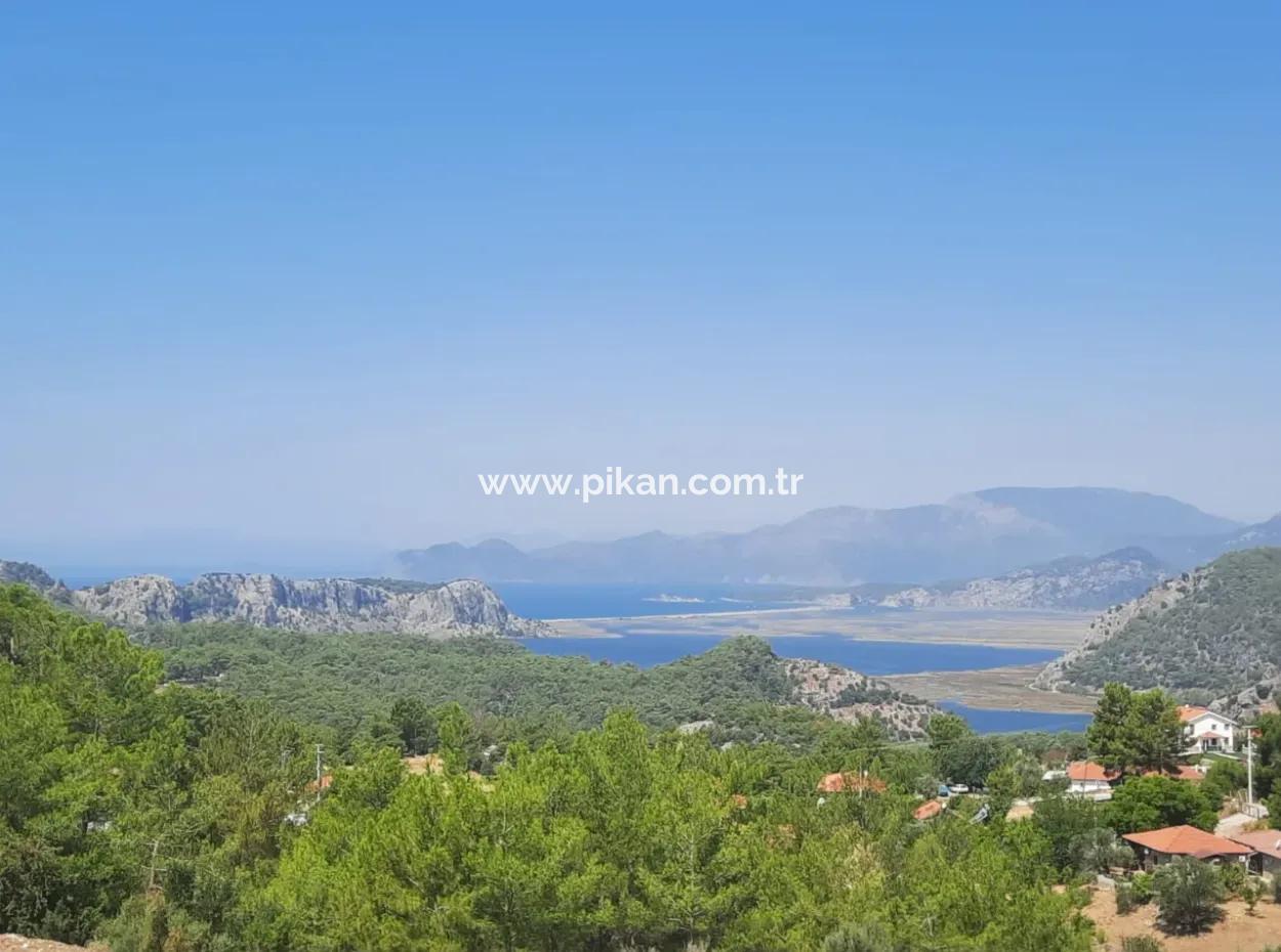 Dalyan Gökbelde Lake And Sea View Detached Title Deed For Sale 82 M2 Land For Sale